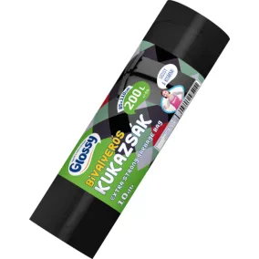   Glossy bivaly erős szemeteszsák (kukazsák) 200 literes, 85x110 cm, 45 mikron vastag, 10 db/tekercs, 9 tekercs/karton