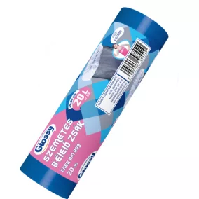   Glossy bélelő szemeteszsák (kukazsák) 20 literes, 49x50 cm, 6 mikron vastag, 20 db/tekercs, 50 tekercs/karton