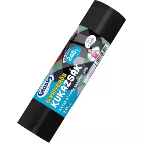   Glossy bivaly erős szemeteszsák (kukazsák) 240 liter, 100x140 cm, 30 mikron vastag, 10 db/tekercs, 9 tekercs/karton