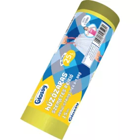   Glossy húzózáras szemeteszsák (kukazsák) 25 literes, 50x55 cm, 12 mikron vastag, 15 db/tekercs, 25 tekercs/karton