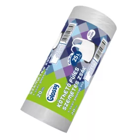   Glossy köthető füles bélelő szemeteszsák (kukazsák) 25 literes, 45x50 cm, 10 mikron vastag, 20 db/tekercs, 25 tekercs/karton