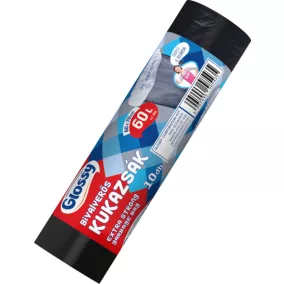   Glossy bivaly erős szemeteszsák (kukazsák) 60 liter, 60x70 cm, 15 mikron vastag, 10 db/tekercs, 30 tekercs/karton