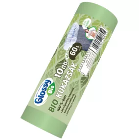   Glossy BIO 100%-ban biológiailag lebomló szemeteszsák (kukazsák) 60 literes, 60x70 cm, 15 mikron vastag, 10 db/tekercs, 30 tekercs/karton