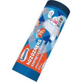   Glossy húzózáras szemeteszsák (kukazsák) 70 literes, 55x80 cm, 16 mikron vastag, 15 db/tekercs, 20 tekercs/karton