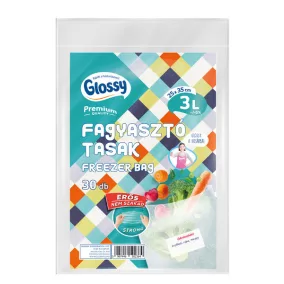   Glossy hűtő/fagyasztó tasak 25x35 cm, 3 literes, 18 mikronos, 30 db-os