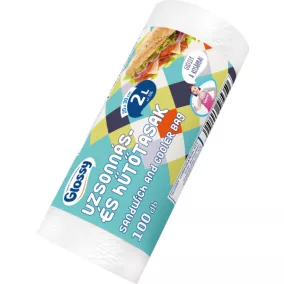   Glossy uzsonnás tasak 20x30 cm, 2 literes, 6 mikronos, 100 db/tekercs, 35 tekercs/karton