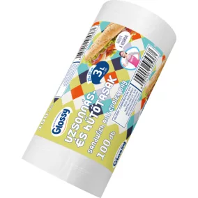   Glossy uzsonnás tasak 25x35 cm, 3 literes, 6 mikronos, 100 db/tekercs, 30 tekercs/karton