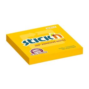   Öntapadó jegyzettömb, 76x76 mm, 100 lap, STICK N „360°, narancs