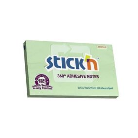   Öntapadó jegyzettömb, 76x127 mm, 100 lap, STICK N „360°, zöld