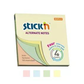   Öntapadó jegyzettömb, 76x76 mm, 100 lap, STICK N, pasztell színek