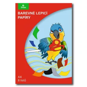   Színes papír, A4 , öntapadó, 8 lap, STEPA, vegyes színek