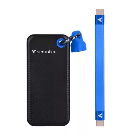 SSD (külső memória) 1TB, USB 3.2 Gen2, VERBATIM "Pocket SSD", fekete/kék