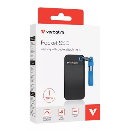 SSD (külső memória) 1TB, USB 3.2 Gen2, VERBATIM "Pocket SSD", fekete/kék