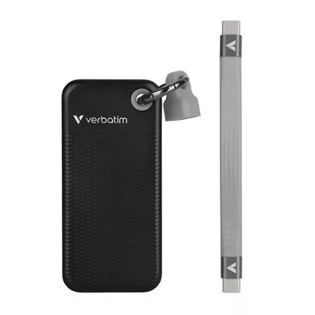 SSD (külső memória) 1TB, USB 3.2 Gen2, VERBATIM "Pocket SSD", fekete/szürke