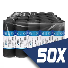   Szemeteszsák fekete 60x80 20mikron 80L 10db/tekercs (50 tekercs)