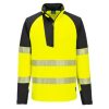 PW3 Hi-Vis 1/4 cipzáras hosszú ujjú póló
