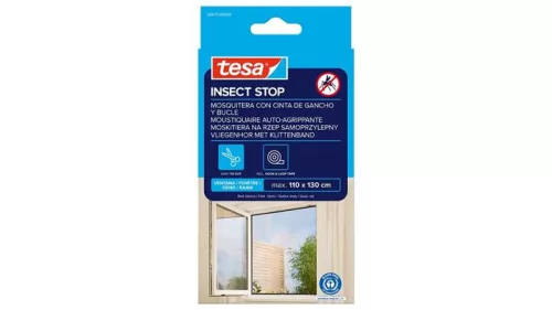 Szúnyogháló, ablakra, tépőzáras, 1,1 x 1,3 m, TESA® "Insect Stop", fehér