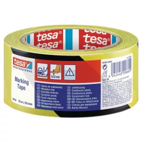   Jelölőszalag, 50 mm x 33 m, TESA "Professional" fekete/sárga