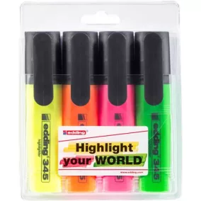   Szövegkiemelő készlet, 2-5 mm, EDDING "345", 4 külnböző szín