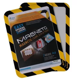   Infokeret, mágneses háttal, A4, DJOIS "Magneto Safety", sárga-fekete