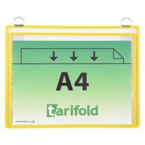   Bemutatótábla, függő, A4, fekvő, fém fülecskével, DJOIS, sárga