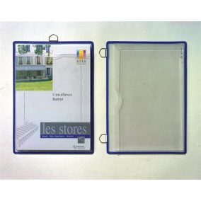   Prospektustartó fém tartófüllel, függő, A4, fekvő, DJOIS, kék