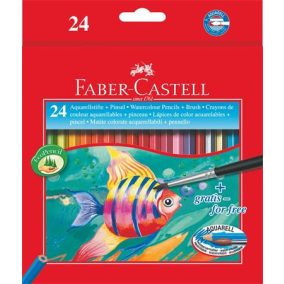   Akvarell ceruza készlet, hatszögletű, ecsettel, FABER-CASTELL, 24 különböző szín