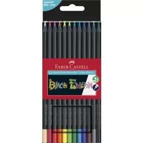   Színes ceruza készlet, háromszögletű, FABER-CASTELL "Black Edition", 12 különböző szín
