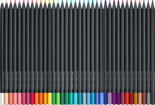 Színes ceruza készlet, háromszögletű, FABER-CASTELL "Black Edition",  36 különböző szín