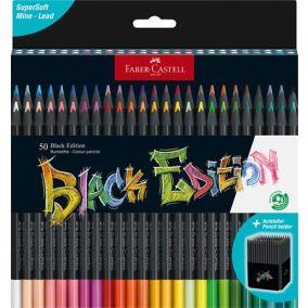   Színes ceruza készlet, háromszögletű, FABER-CASTELL "Black Edition",  50 különböző szín
