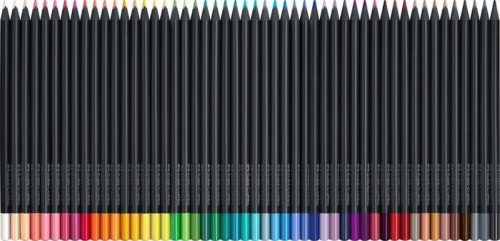 Színes ceruza készlet, háromszögletű, FABER-CASTELL "Black Edition",  50 különböző szín