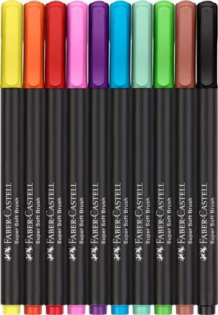Ecsetirón készlet, FABER-CASTELL "Black Edition" 10 különböző szín