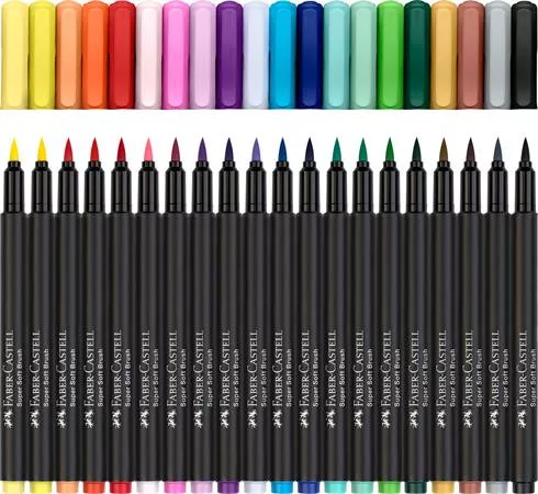 Ecsetirón készlet, FABER-CASTELL "Black Edition", 20 különböző szín