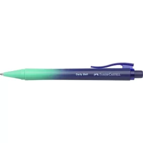   Golyóstoll, 1 mm, XB, nyomógombos, türkiz-kék tolltest, FABER-CASTELL "Daily Ball Flow", kék