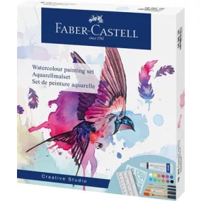   Akvarell festékkészlet, tubusos, kiegészítőkkel, FABER-CASTELL "Creative Studio", 12 különböző szín