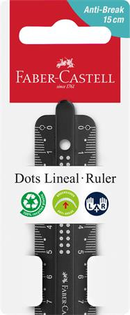 Vonalzó, műanyag, törhetetlen, 15 cm, FABER-CASTELL "Pöttyös", vegyes színek