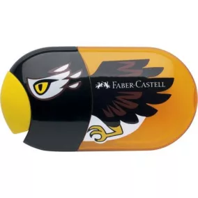   Hegyező és radír, kétlyukú, tartályos, FABER-CASTELL, sas minta