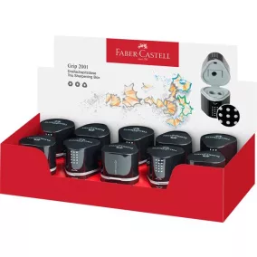   Hegyező display, háromlyukú, tartályos, FABER-CASTELL "Grip 2001 Trio", fekete