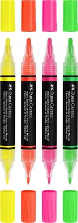 Dekormarker készlet, 1,0/3,0 mm, kétvégű, akril, FABER-CASTELL "Shake&Paint", 4 különböző neon szín