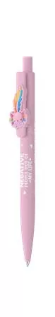 Golyóstoll, 0,8 mm, nyomógombos, rózsaszín tolltest, ICO "Axolotl", kék