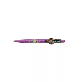   Golyóstoll, 0,8 mm, nyomógombos, lila mintás tolltest, ICO "Halloween", kék