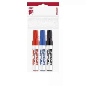   Tábla- és flipchart marker készlet, 1-3 mm, kúpos, ICO "Plan", 3 különböző szín