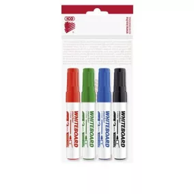   Tábla- és flipchart marker készlet, 1-3 mm, kúpos, ICO "Plan", 4 különböző szín