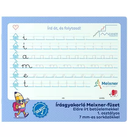 Füzet, tűzött, 245x295 mm, fekvő, 32 lap, 1. osztály, ICO "Süni Meixner", előnyomott