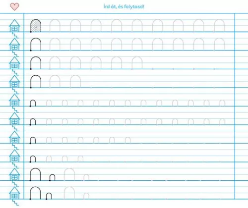 Füzet, tűzött, 245x295 mm, fekvő, 32 lap, 1. osztály, ICO "Süni Meixner", előnyomott