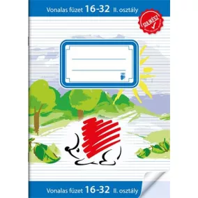   Füzet, tűzött, A5, vonalas, 32 lap, 2. osztály, ICO "Süni Sulikész", "16-32"