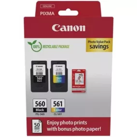   PG560/CL561 tintapatron multipack PIXMA TS5350 nyomtatókhoz, CANON, b+c, 2*180 oldal + GP501 (50 lap 10x15) papír