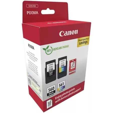 PG560/CL561 tintapatron multipack PIXMA TS5350 nyomtatókhoz, CANON, b+c, 2*180 oldal + GP501 (50 lap 10x15) papír