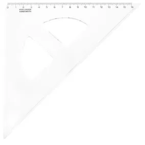 Háromszög vonalzó, műanyag, 45 °, 16 cm, KOH-I-NOOR
