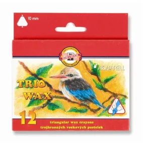   Zsírkréta, háromszögletű, KOH-I-NOOR "Aquarell", 12 különböző szín